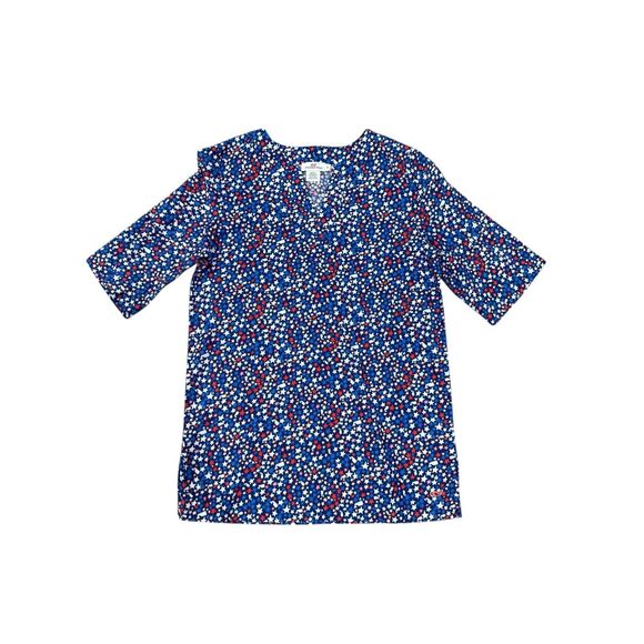 Vineyard Vines Women's Blouse Small 4th July American Patriotic V-Neck Linen Ble - Picture 1 of 6